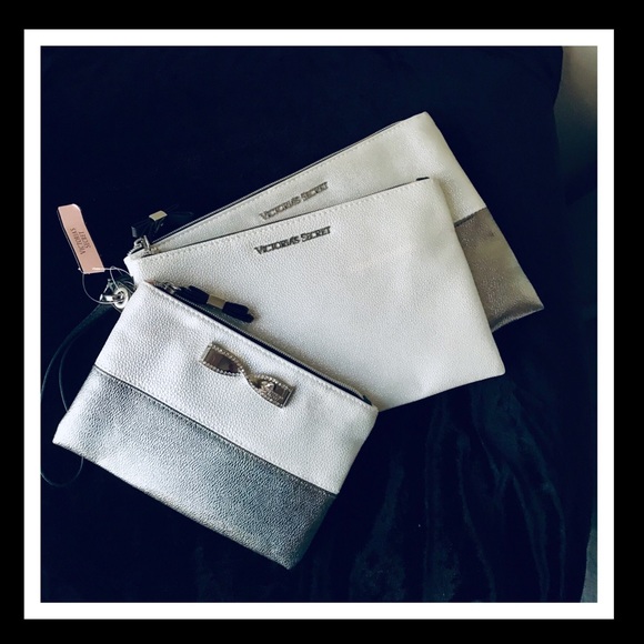 Victoria Secret Silver Metallic Cosmetic Wristlets - Picture 6 of 7